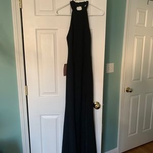 BHLDN Long Black Dress with high slit size 2